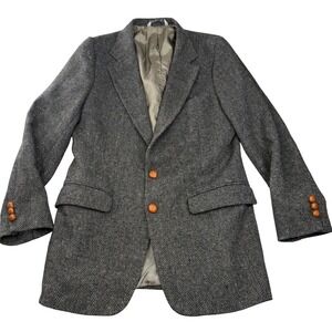 Austin Manor Tweed Herringbone Blazer Gray Flecked Heritage Classic 38R‎